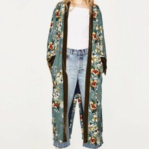Zara Floral Kimono Jacket with Velvet